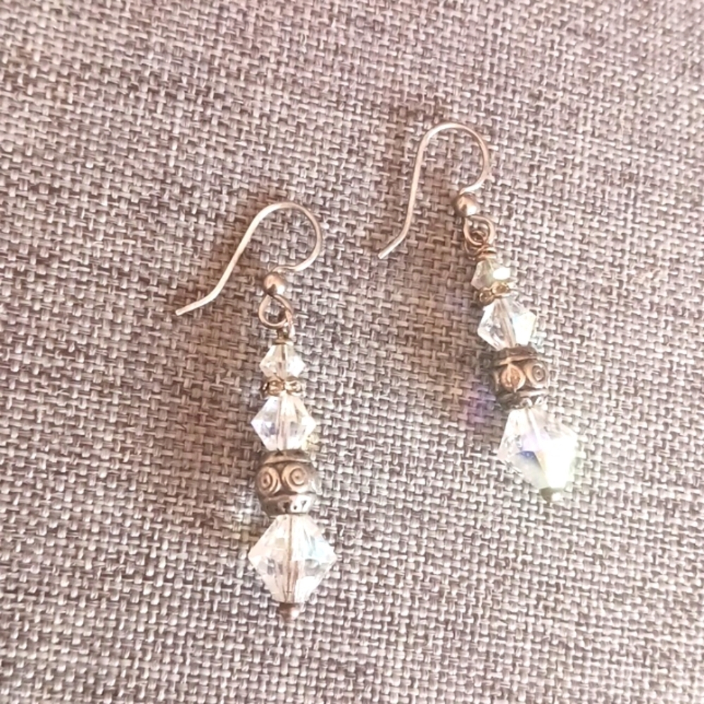 Acrylic AB Lustre Clear Crystal Earrings - Pre-loved